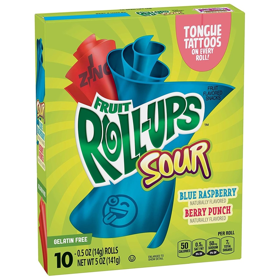 Fruit Roll-Ups Sour Blue Rasp & Berry Punch 140g