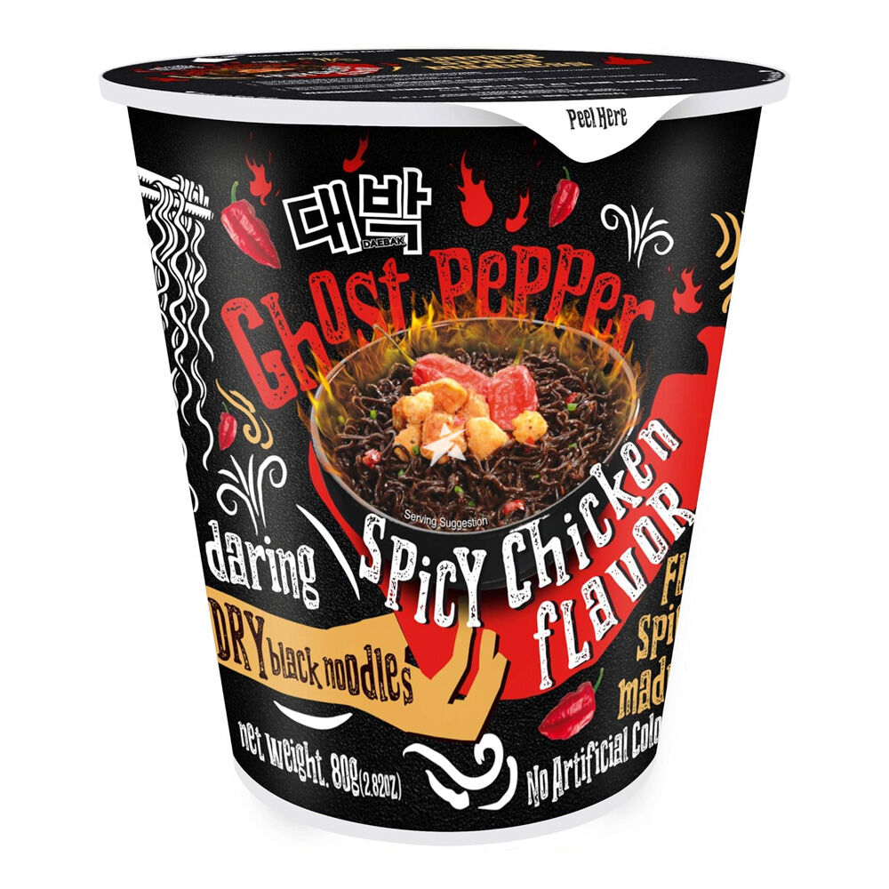 Daebak Ghost Pepper Black Noodles Spicy Chicken Cup 79g