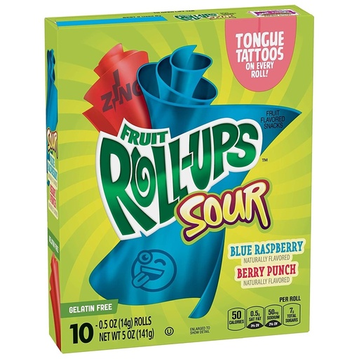 Fruit Roll-Ups Sour Blue Rasp & Berry Punch 140g