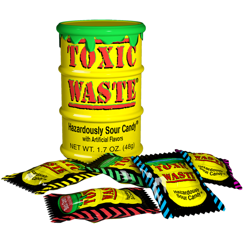 bonbonero イエロー Toxic Waste Yellow Drum Extreme Sour Candy - 42g | candystore.ro